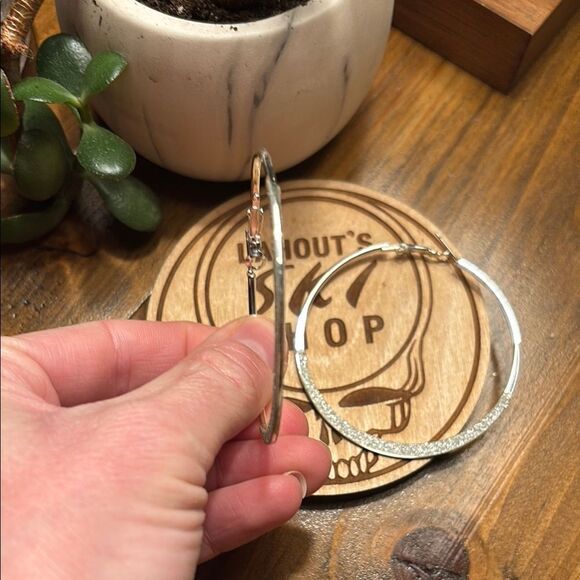 Sparkle ✨ Silver Hoop Earrings - Picture 6 of 9